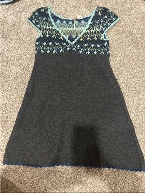 Free People Navy, Teal & Charcoal Knit Dress